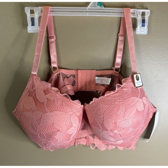 Adrienne Vitrine Studio Lace Coral Bra 42D NWT Lightly Padded Underwire 5343-361 - Picture 1 of 8